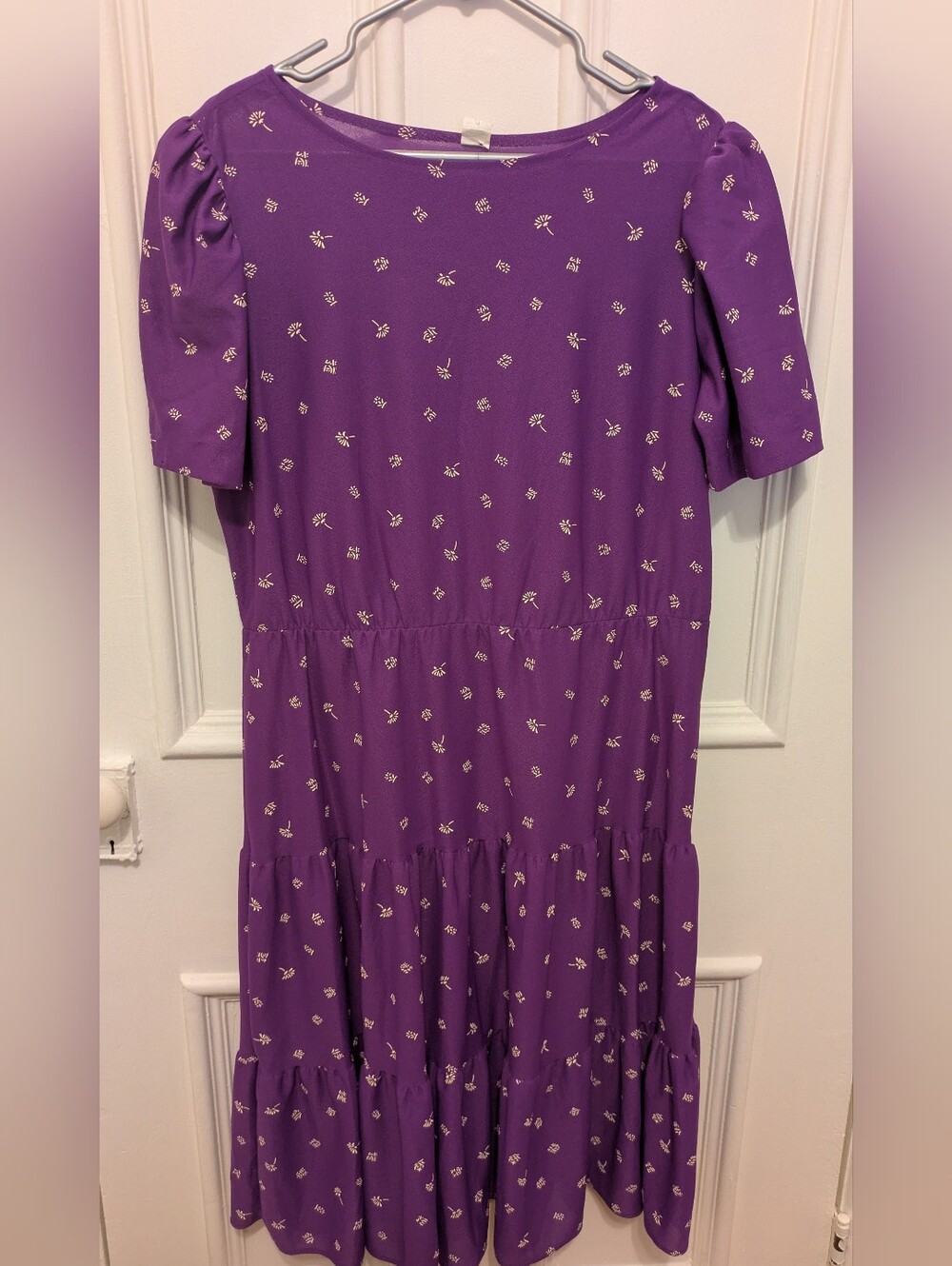 Vintage Purple Floral Tiered Dress